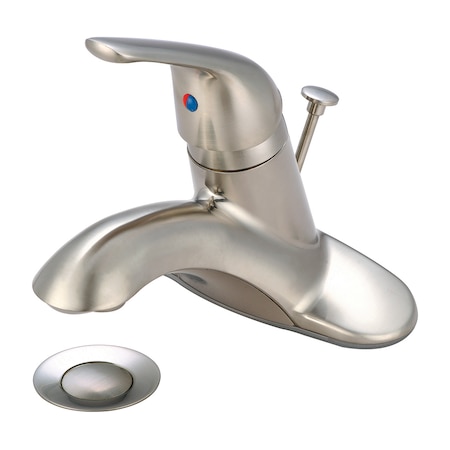 Olympia Faucets Single Handle Lavatory Faucet, Centerset, Brushed Nickel, Flow Rate (GPM): 1.2 L-6262H-BN